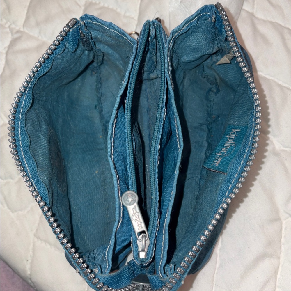 Kipling Teal Pouch with Keychain - Picture 3 of 8